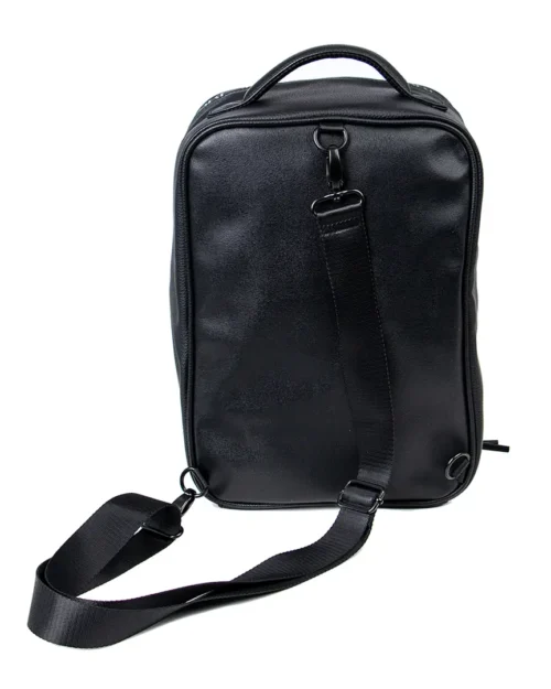 Black backpack with shoulder strap