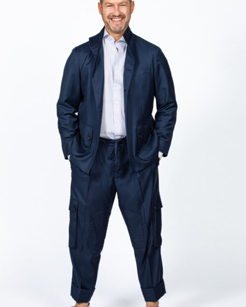 travel jacket and cargo pants - blue