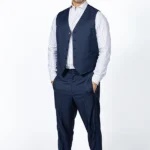 vest and stripe pants - navy blue